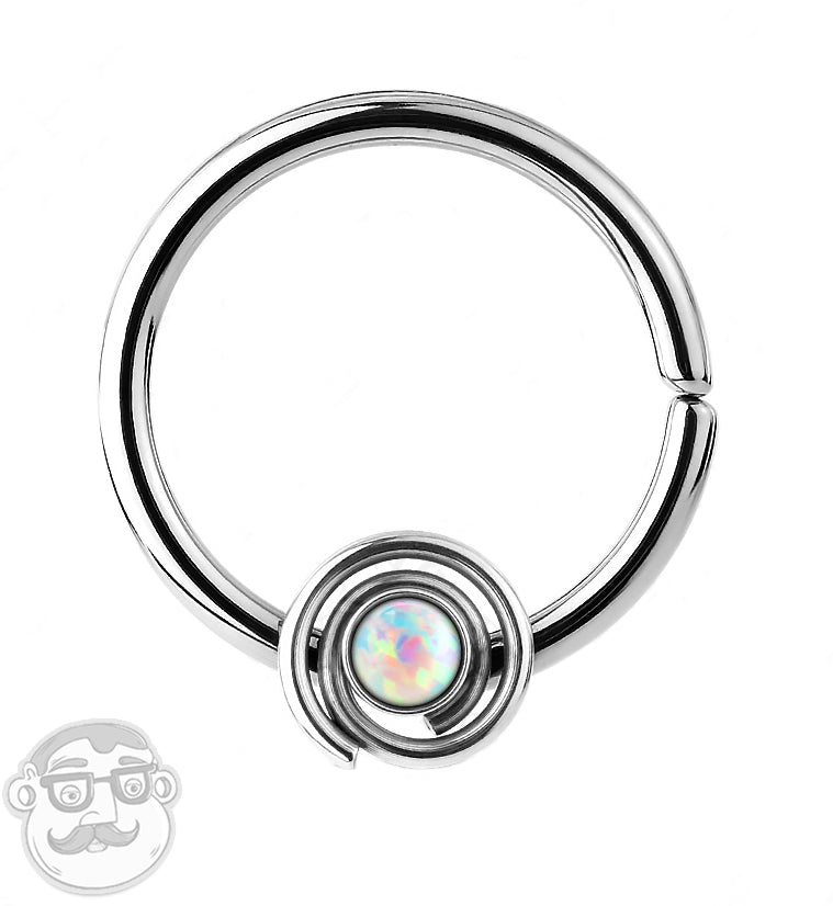 16G White Opalite Coil Septum Ring