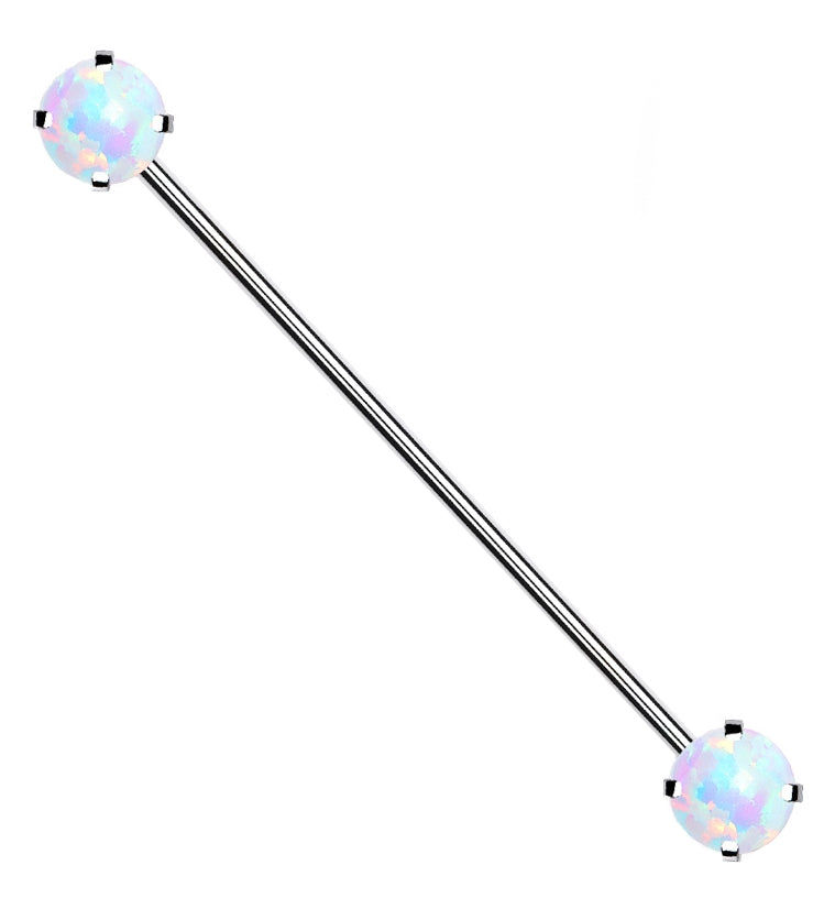 Opalite Stainless Steel Threadless Industrial Barbell