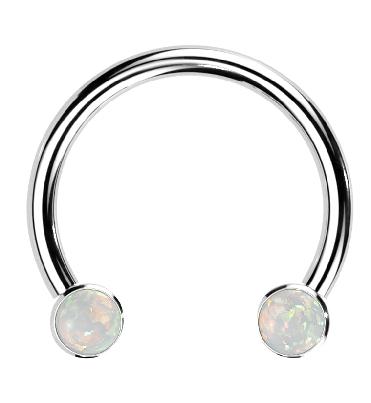 White Opalite Threadless Titanium Circular Barbell