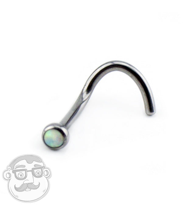 18G White Opalite Titanium Nose Screw Ring