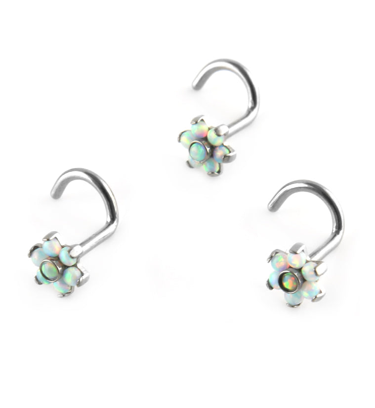 18G Titanium White Opalite Flower Nose Screw