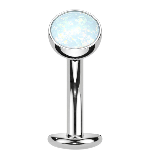 White Opalite Titanium Threadless Floating Belly Button Ring (Convex Disk)