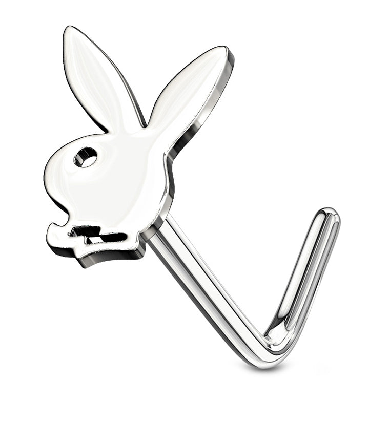 20G White Playboy Bunny L Bend Nose Ring