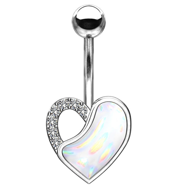 White Escent Heart Belly Rings