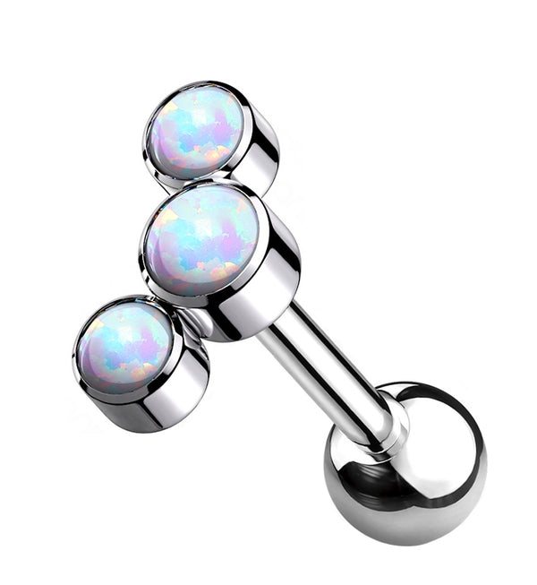 White Opalite Cluster Titanium Cartilage Barbell