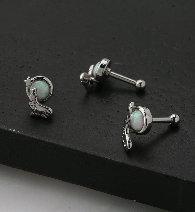 Wolf Howl White Opalite Cartilage Barbell