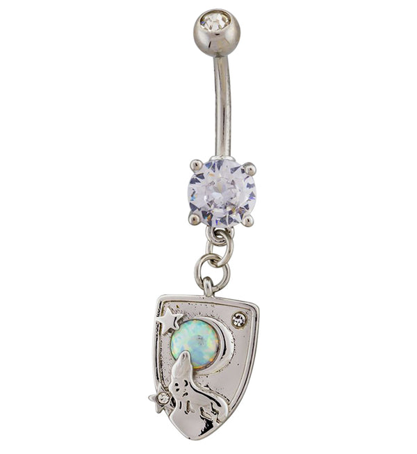 Wolf Howl White Opalite Dangle Belly Button Ring