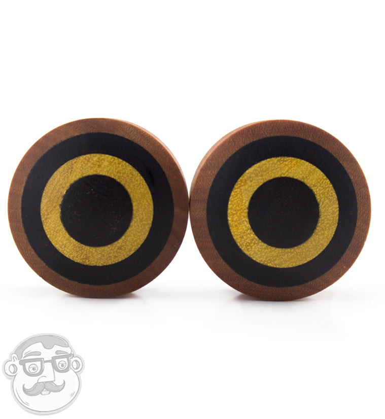 Saba Wood Plugs with Target Arang Wood Inlay