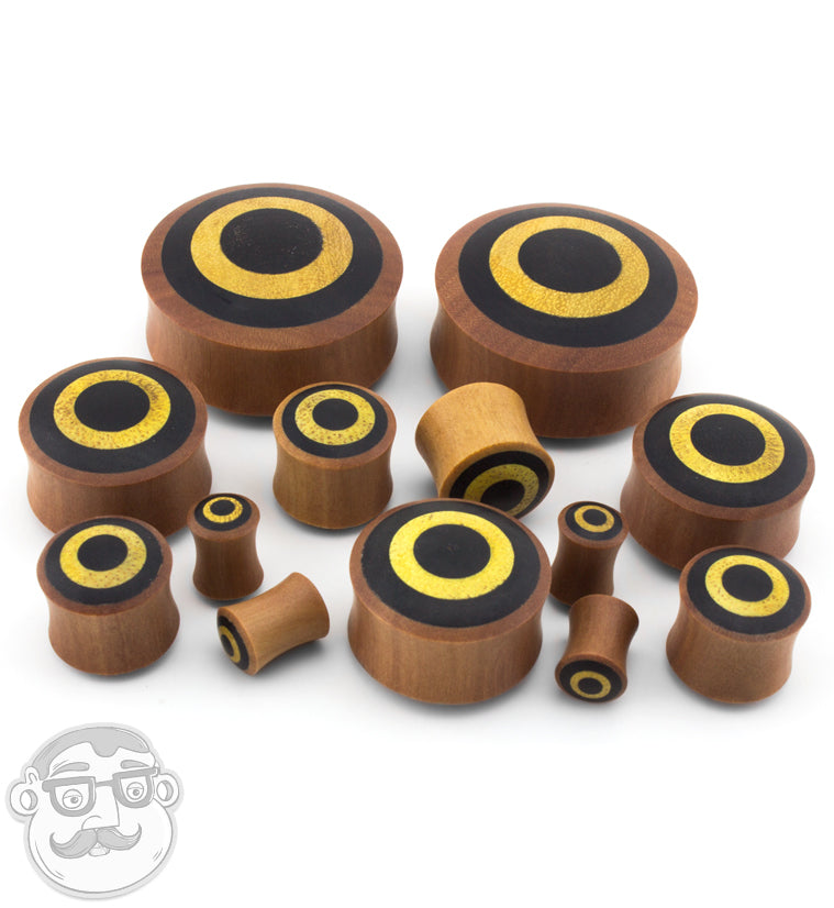 Saba Wood Plugs with Target Arang Wood Inlay