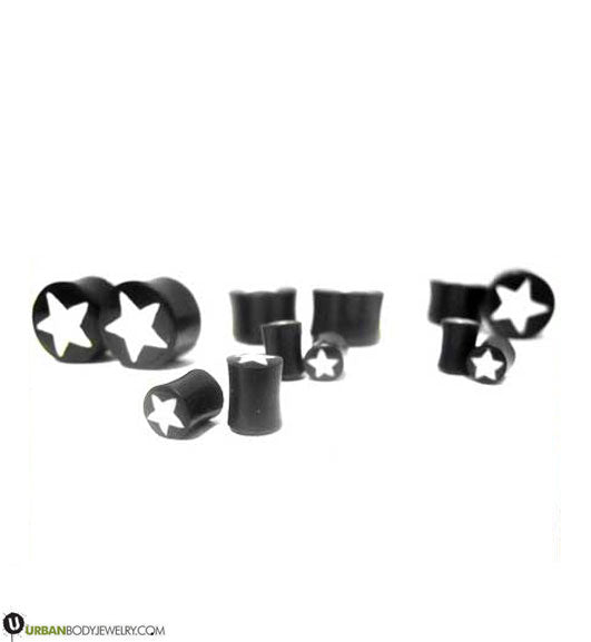 Wooden Plugs With White Star Inlay