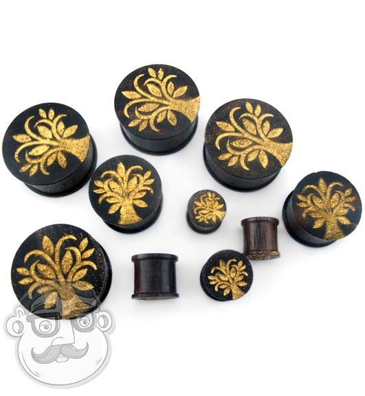 Engraved Filigree Tree Sono Wood Plugs