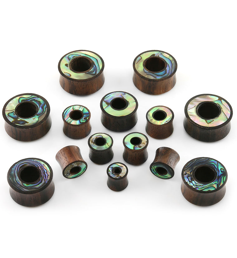 Sono Wood Tunnel Plugs With Abalone Shell Inlay