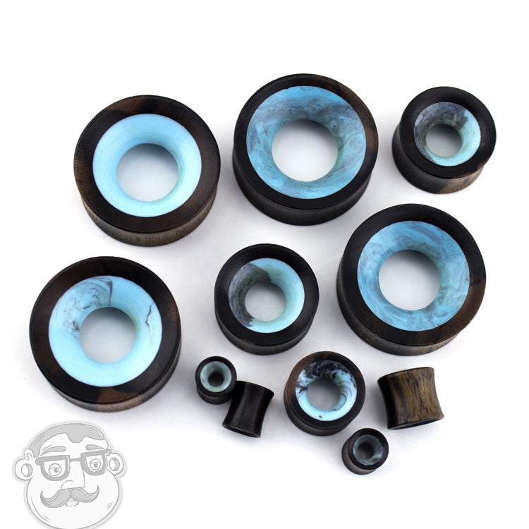 Sono Wood With Blue Resin Concave Tunnels