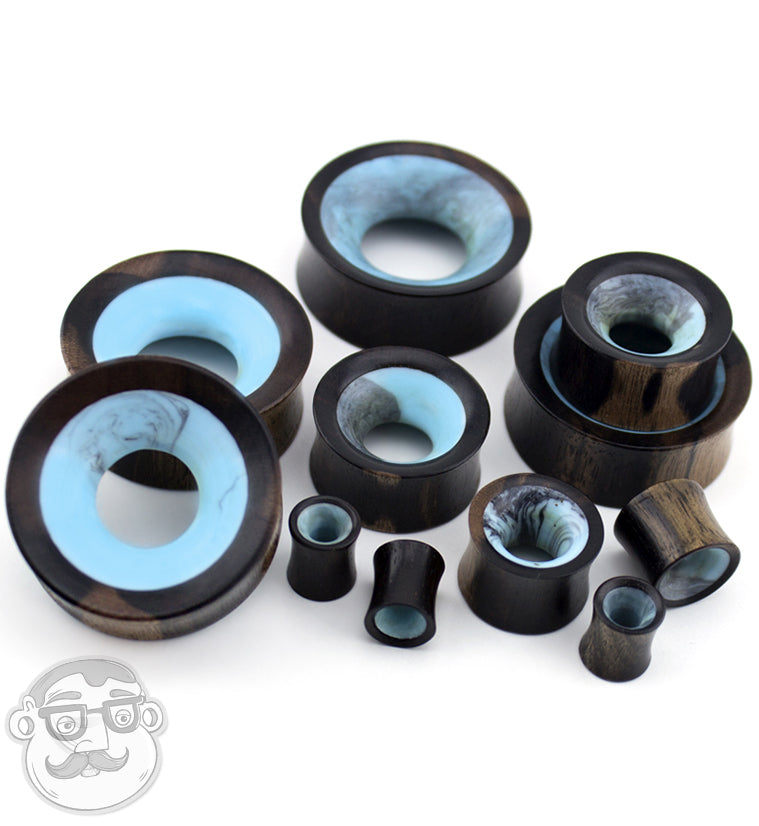 Sono Wood With Blue Resin Concave Tunnels