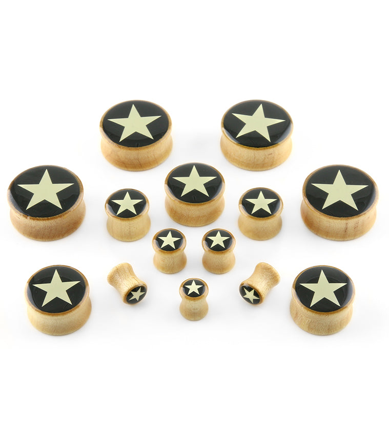 White Star Inlay Wood Plugs