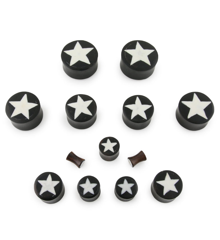 Wooden Plugs With White Star Inlay