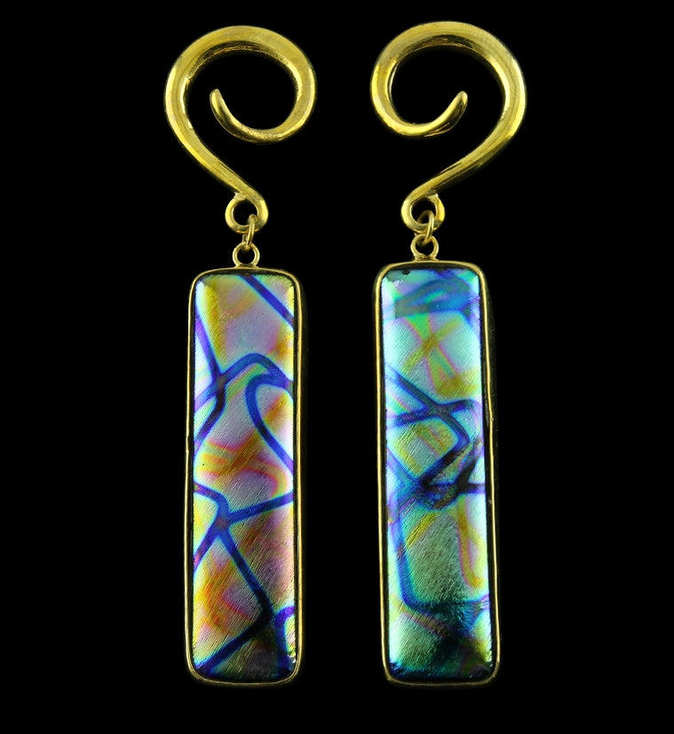 Daze Single Tower Dichroic Glass Brass Ear Weights