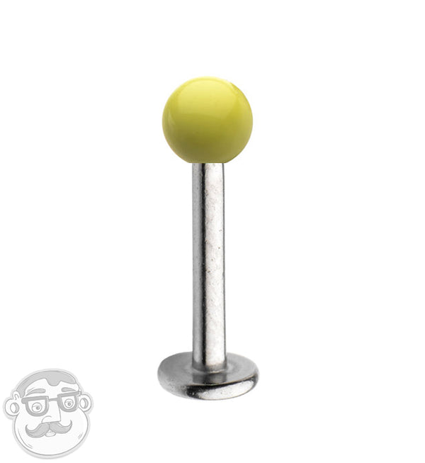 16G Stainless Steel Lip / Labret Stud with Yellow Ceramic Ball