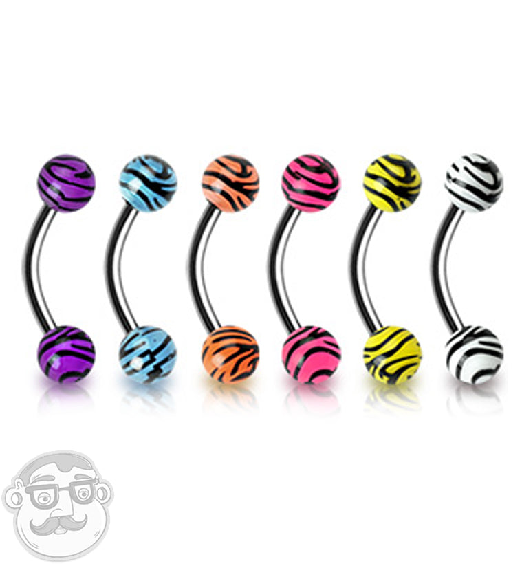 Tiger Print Steel Curved Barbell