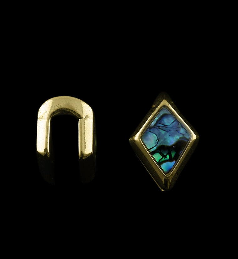 Gold PVD Zircon Abalone Shell Ear Weights