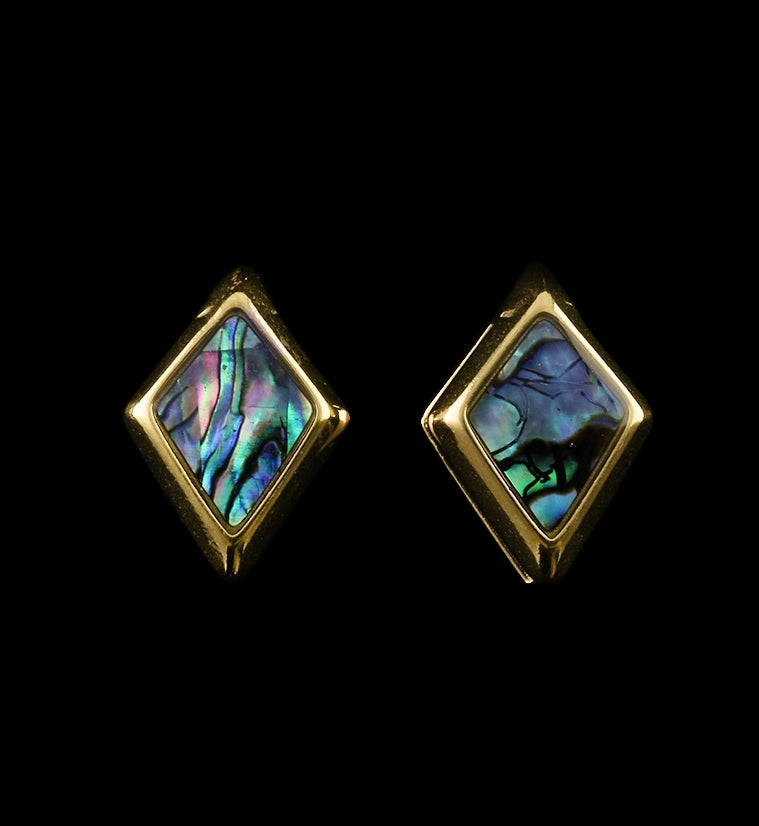 Gold PVD Zircon Abalone Shell Ear Weights