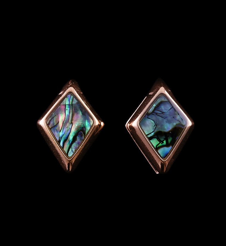 Rose Gold PVD Zircon Abalone Shell Ear Weights